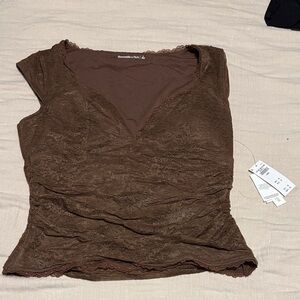 Brown Lace Women Top